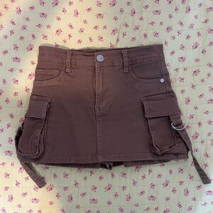 Cargo Mid Rise Denim Skort